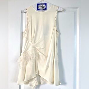 Phillip Lim, Ivory, feather trim tank